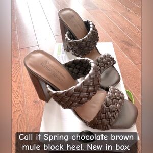 Call it Spring Milian braided block heel sandal chocolate brown NIB NWT 7.5